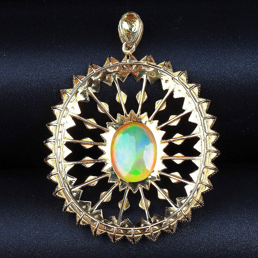 14k Gold 4.63 Ct Natural Opal Pendant( Without Chain ) - 4