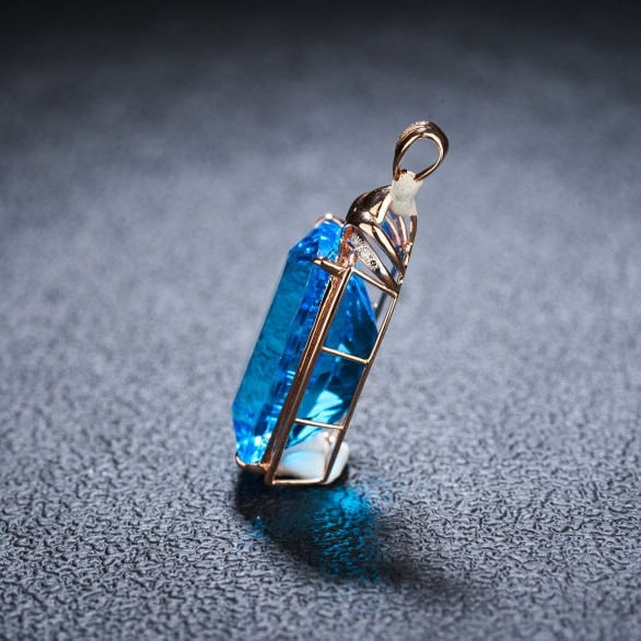 14k Gold 24.59 Ct Natural Topaz & Diamond Pendant( Without Chain ) - 4