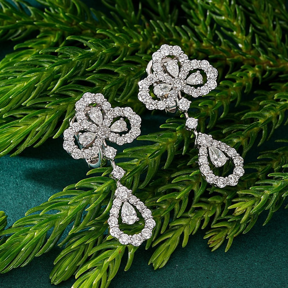 14k Gold 3.29 Ctw Natural H Diamond Earrings - 3