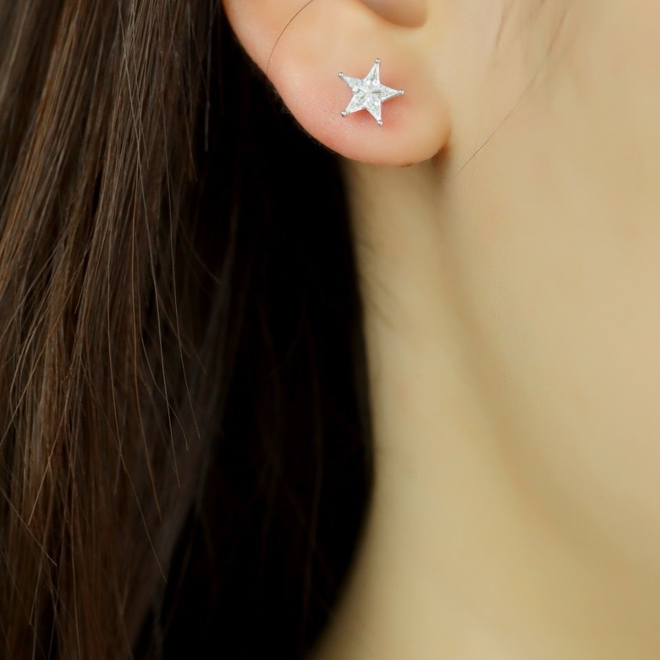 14k Gold 0.28 Ct Natural H Diamond Earrings - 4