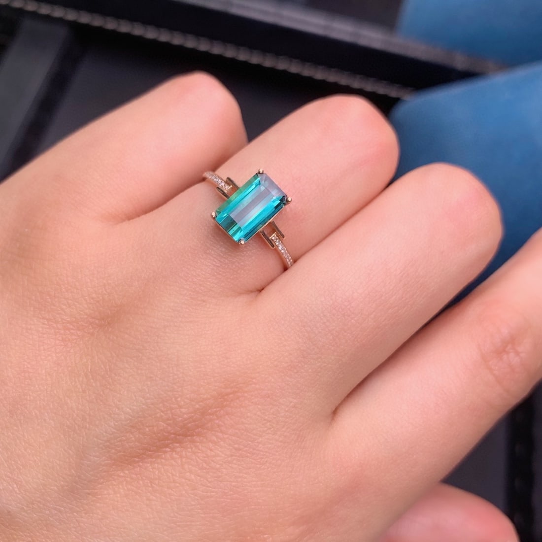 14k Gold 1.98 Ct Natural Tourmaline & Diamond Ring - 8