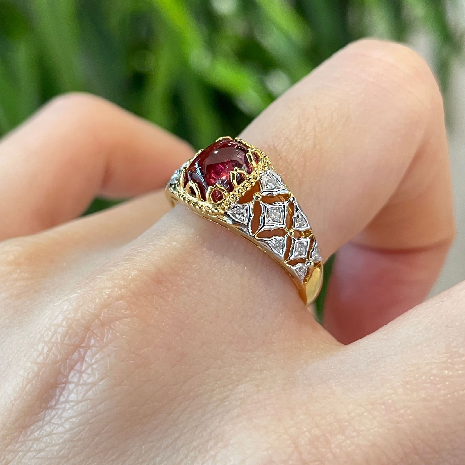 14k Gold 1.3 Ct Natural Tourmaline & Diamond Ring - 2