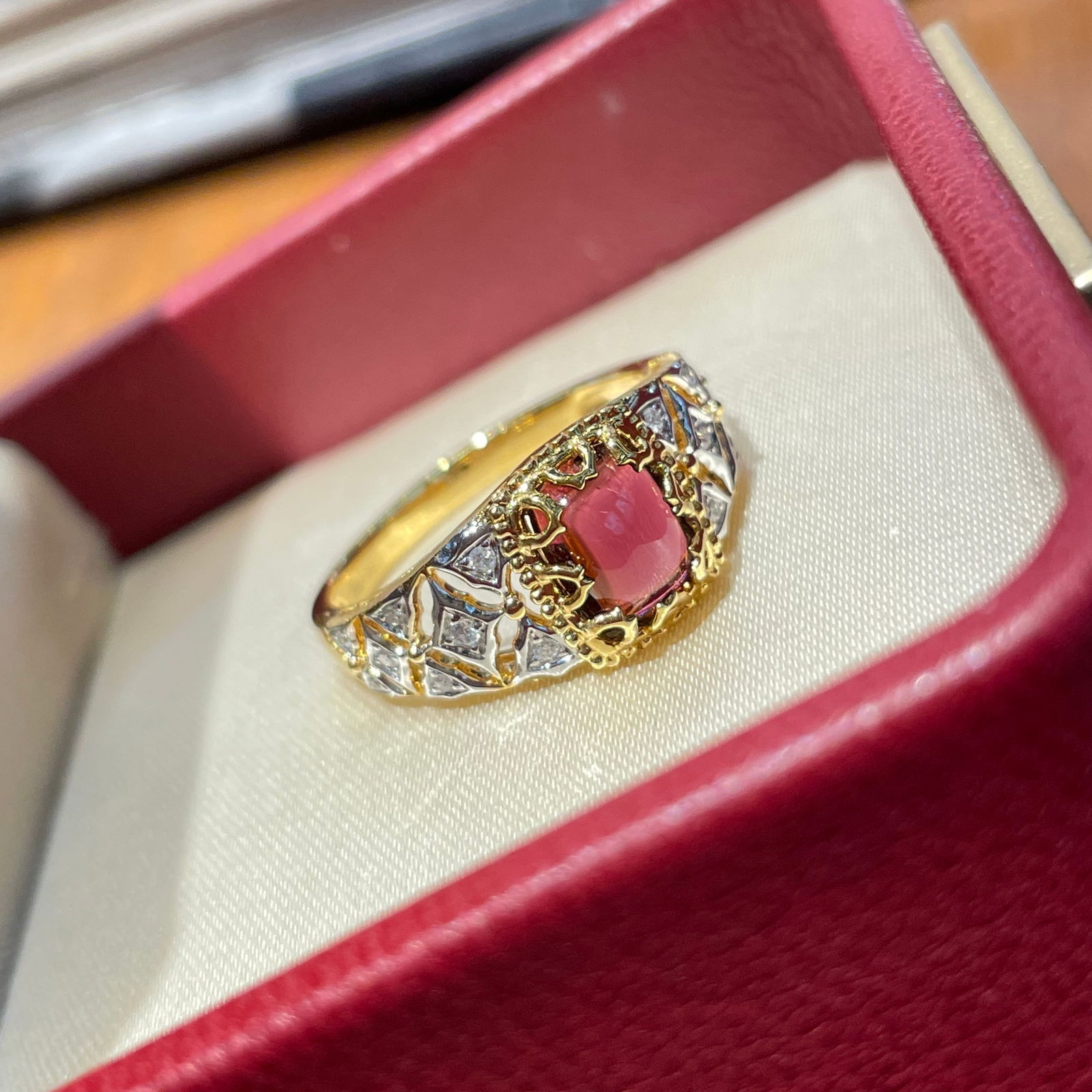 14k Gold 1.3 Ct Natural Tourmaline & Diamond Ring - 7