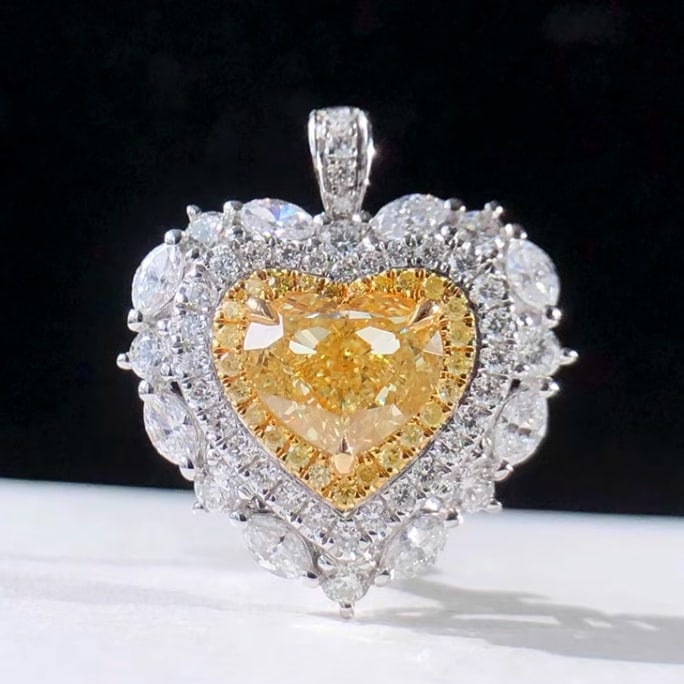 14k Gold 1.95 Ctw Natural Yellow Diamond & Diamond & Cocktail Ring/pendant - 3