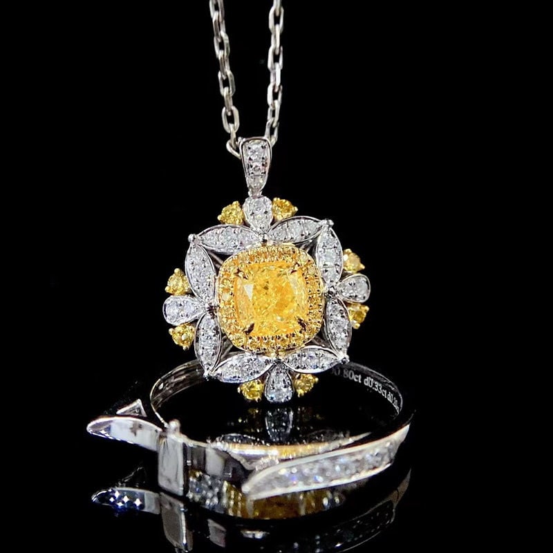 14k Gold 1.3 Ctw Natural Yellow Diamond & Color Diamond Ring/pendant( Without Chain ) - 3