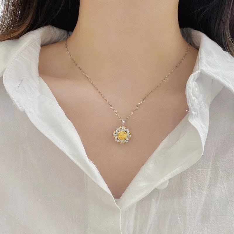 14k Gold 1.3 Ctw Natural Yellow Diamond & Color Diamond Ring/pendant( Without Chain ) - 4