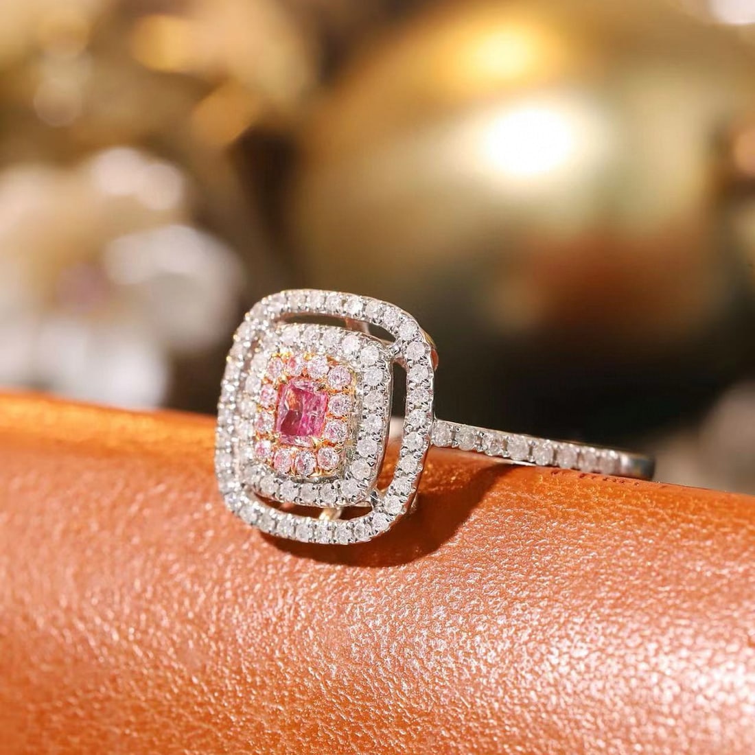 14k Gold 0.53 Ctw Natural Pink Diamond & Diamond Ring - 4