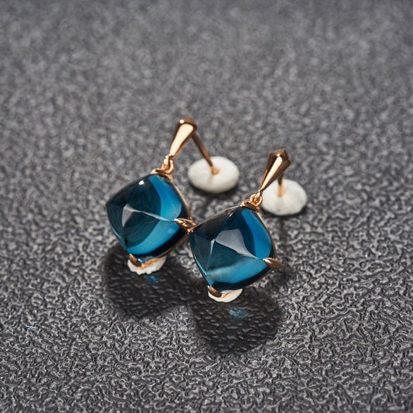 14k Gold 15 Ct Natural Topaz Earrings - 2