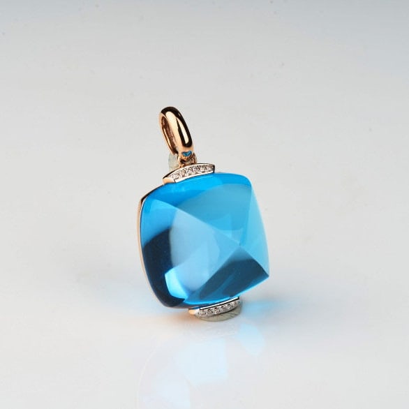 14k Gold 29.12 Ct Natural Topaz & Diamond Pendant( Without Chain ) - 3