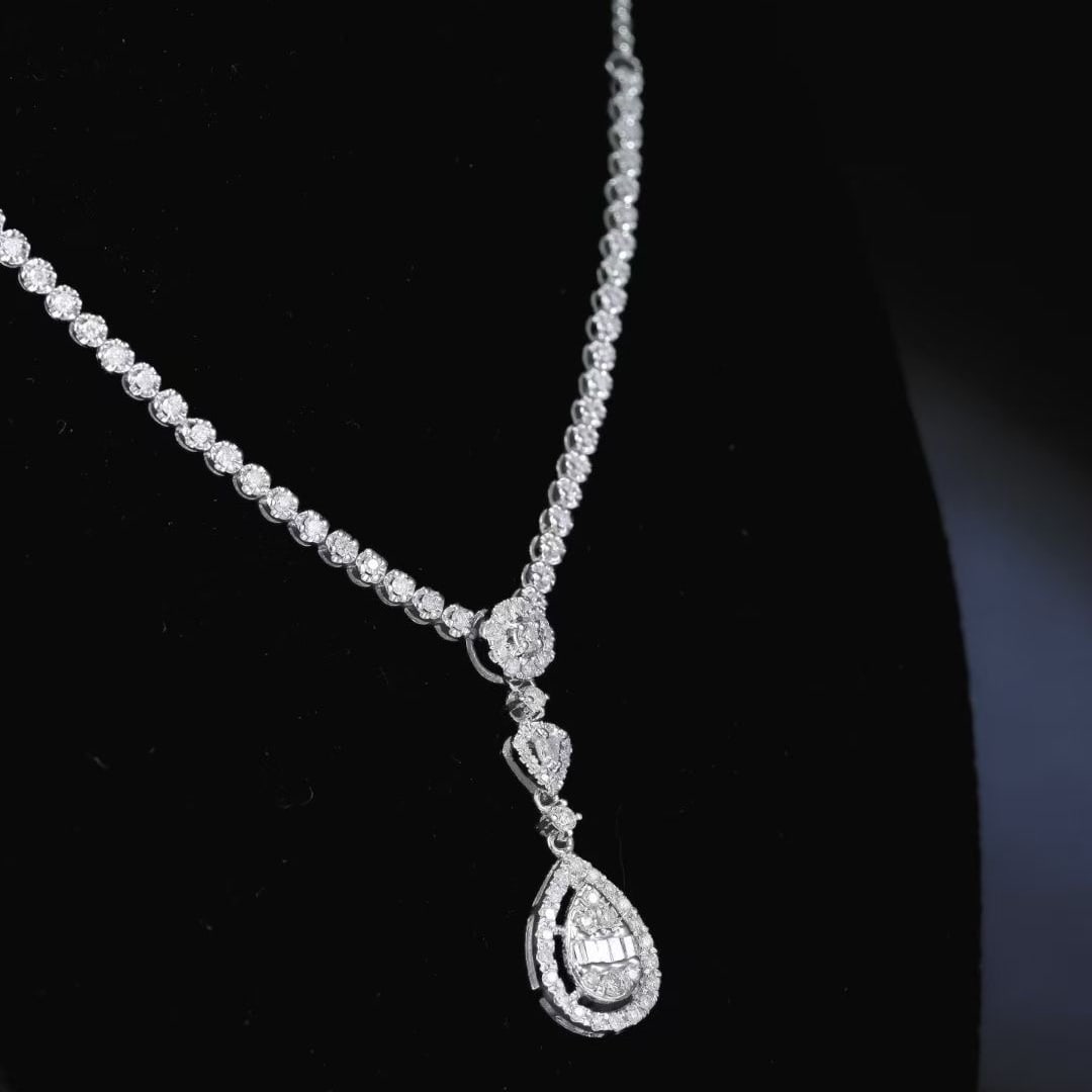 14k Gold 1.08 Ct Natural H Diamond Necklace - 4