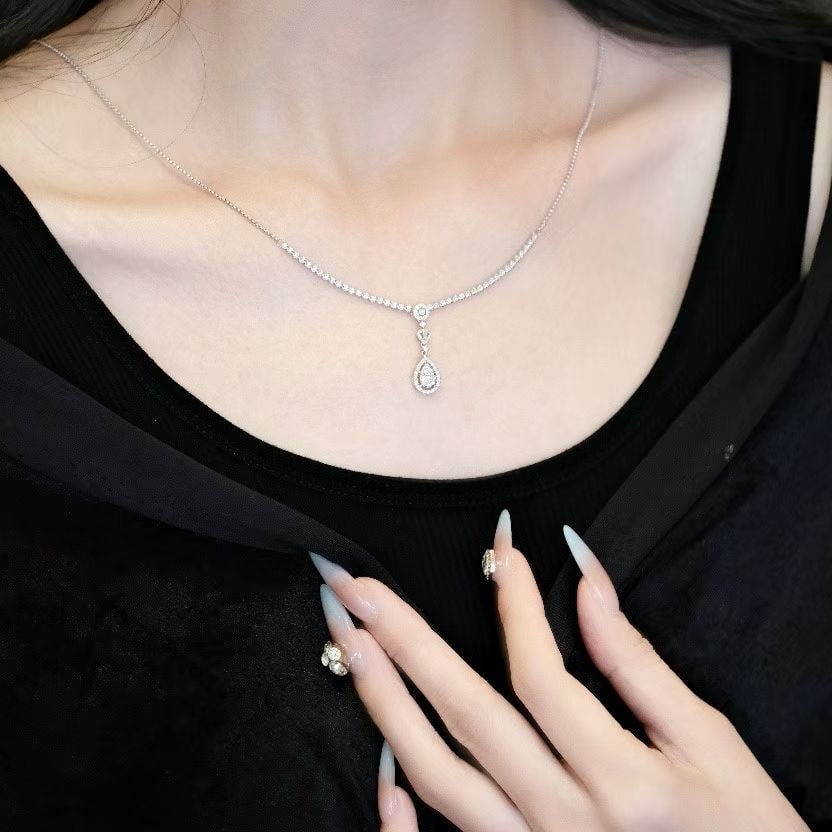 14k Gold 1.08 Ct Natural H Diamond Necklace - 5