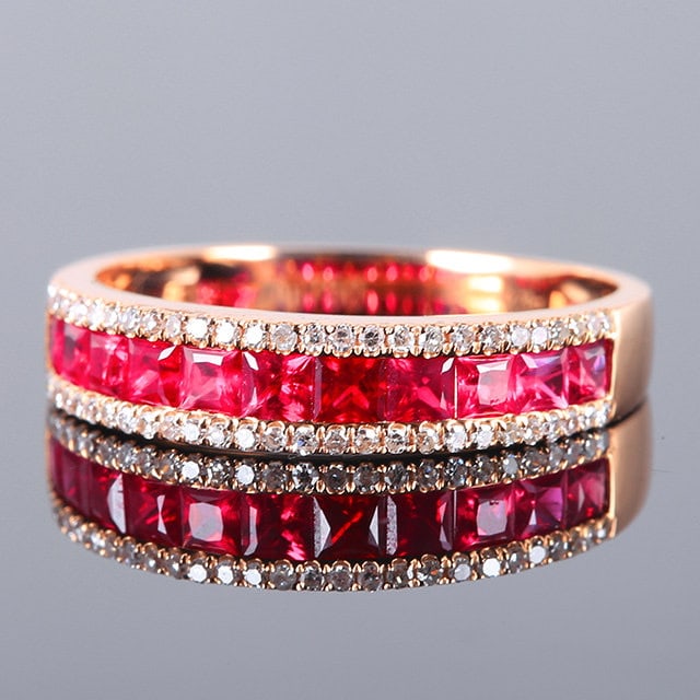 14k Gold 0.81 Ctw Natural Ruby & Diamond Ring - 2