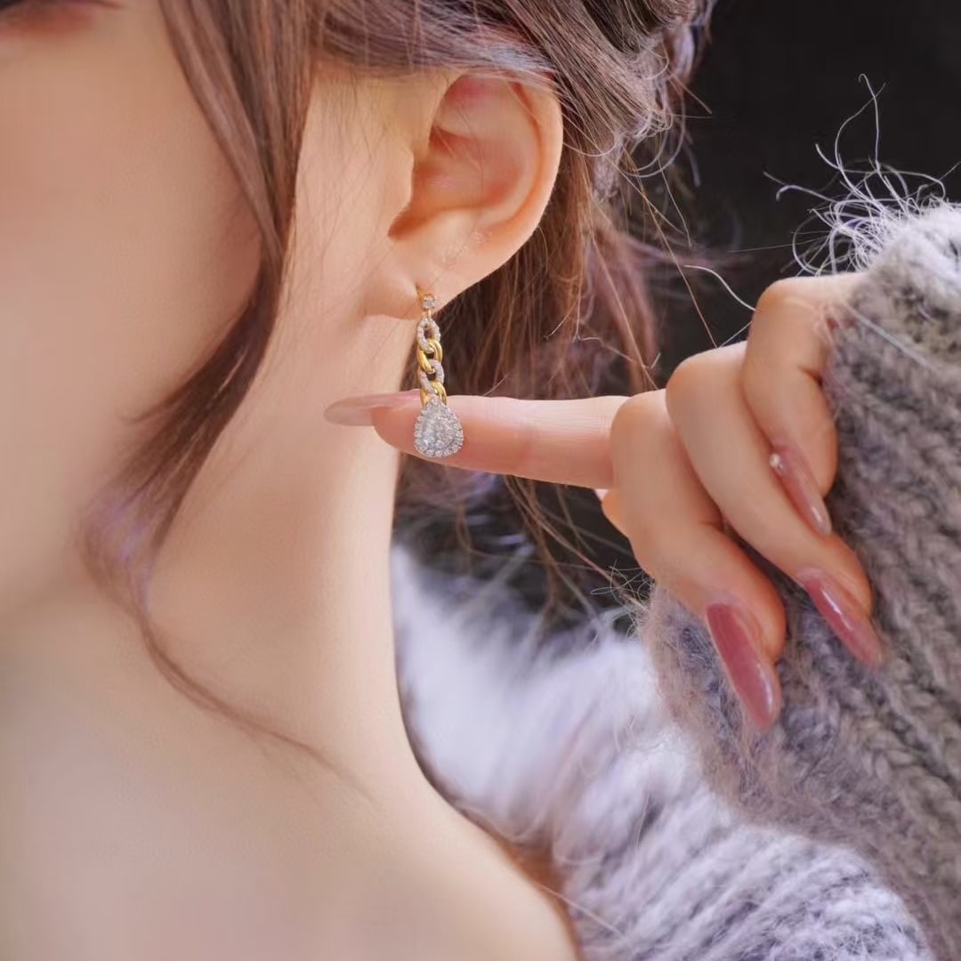 14k Gold 0.76 Ct Natural H Diamond Earrings - 2