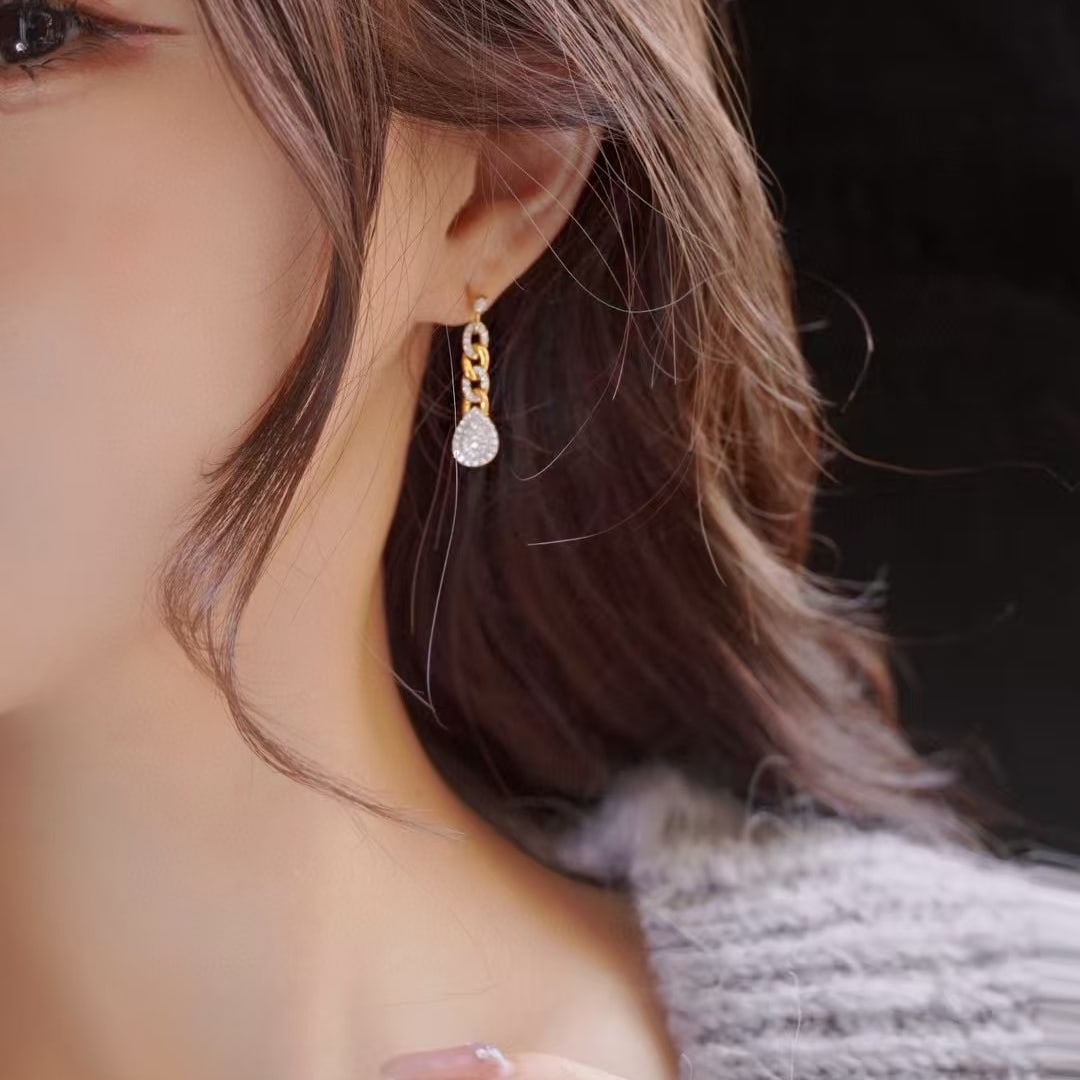 14k Gold 0.76 Ct Natural H Diamond Earrings - 4