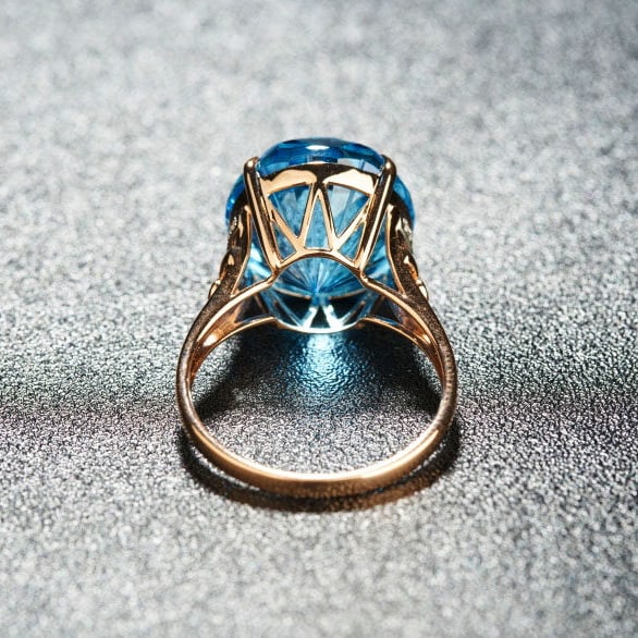 14k Gold 13.85 Ct Natural Topaz & Diamond Ring - 2