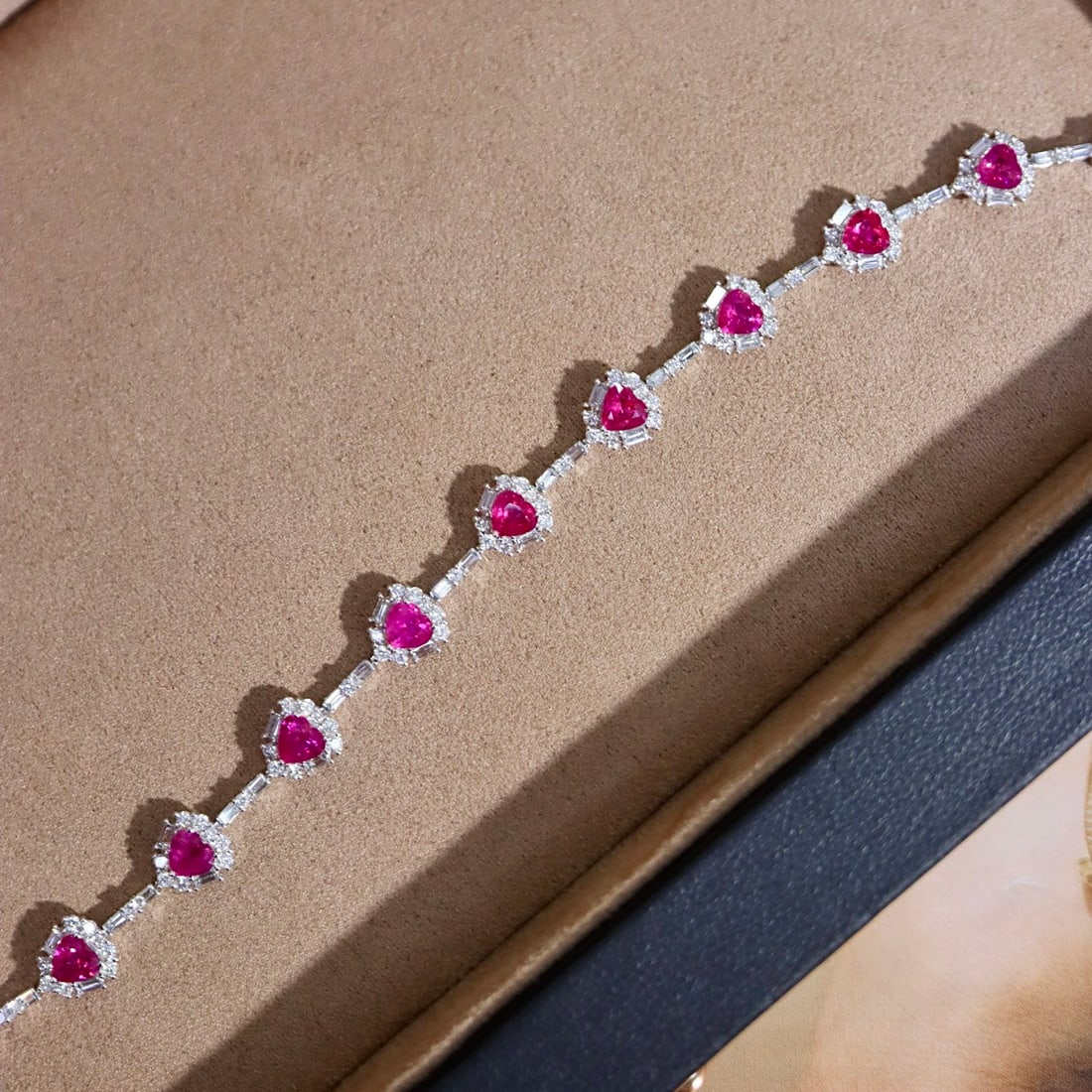 14k Gold 4.95 Ctw Natural Ruby & Diamond Bracelet - 7