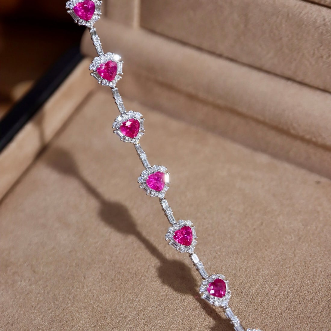 14k Gold 4.95 Ctw Natural Ruby & Diamond Bracelet - 8