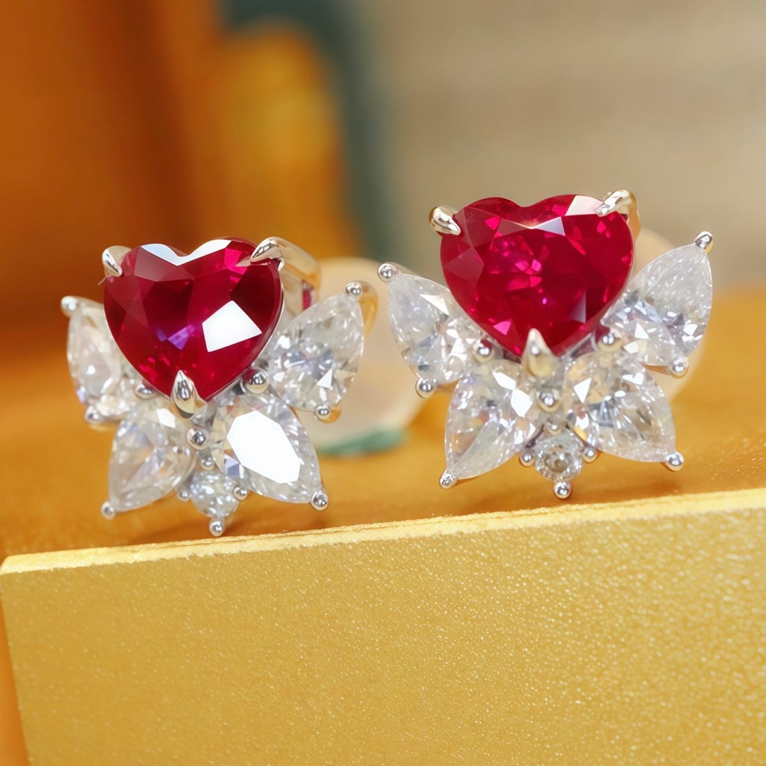 14k Gold 1.41 Ctw Natural Ruby & Diamond Earrings - 2