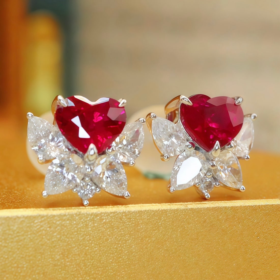 14k Gold 1.41 Ctw Natural Ruby & Diamond Earrings - 3