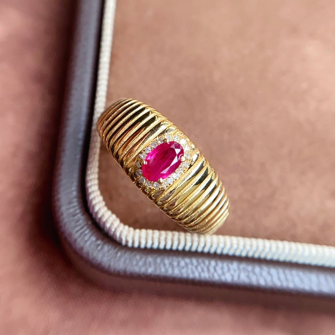 14k Gold 0.43 Ct Natural Ruby & Diamond Ring - 4