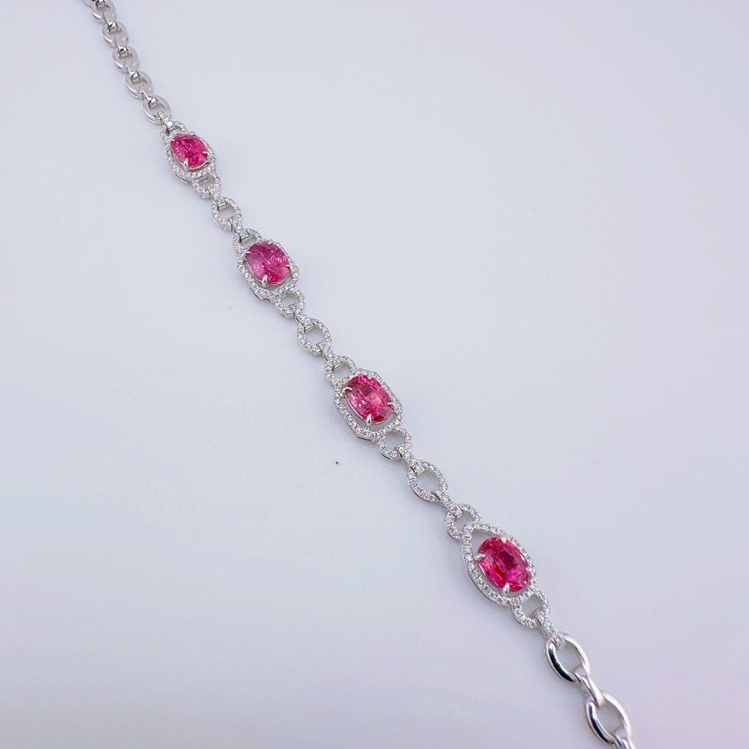 14k Gold 5.22 Ctw Natural Ruby & Diamond Bracelet - 3