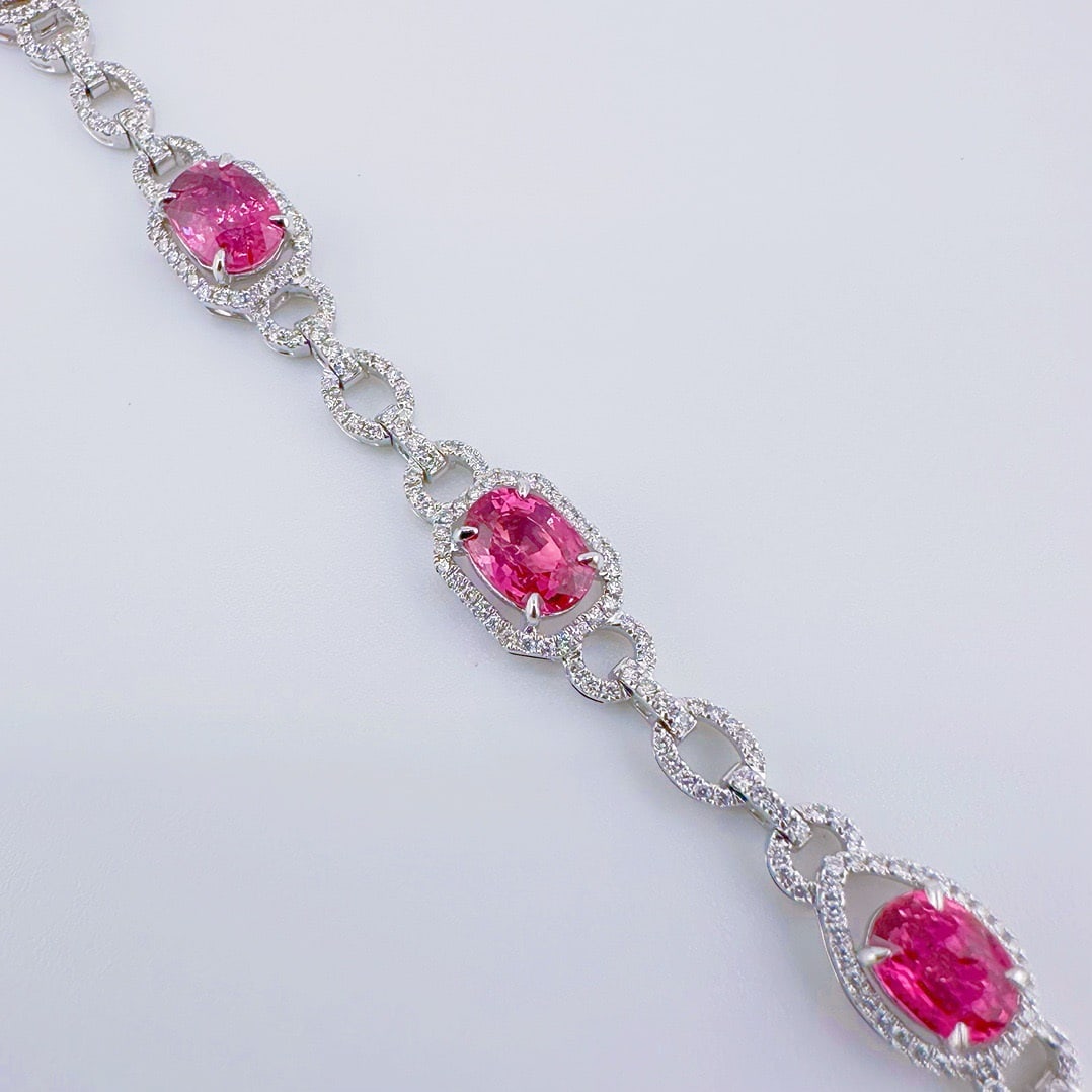 14k Gold 5.22 Ctw Natural Ruby & Diamond Bracelet - 4