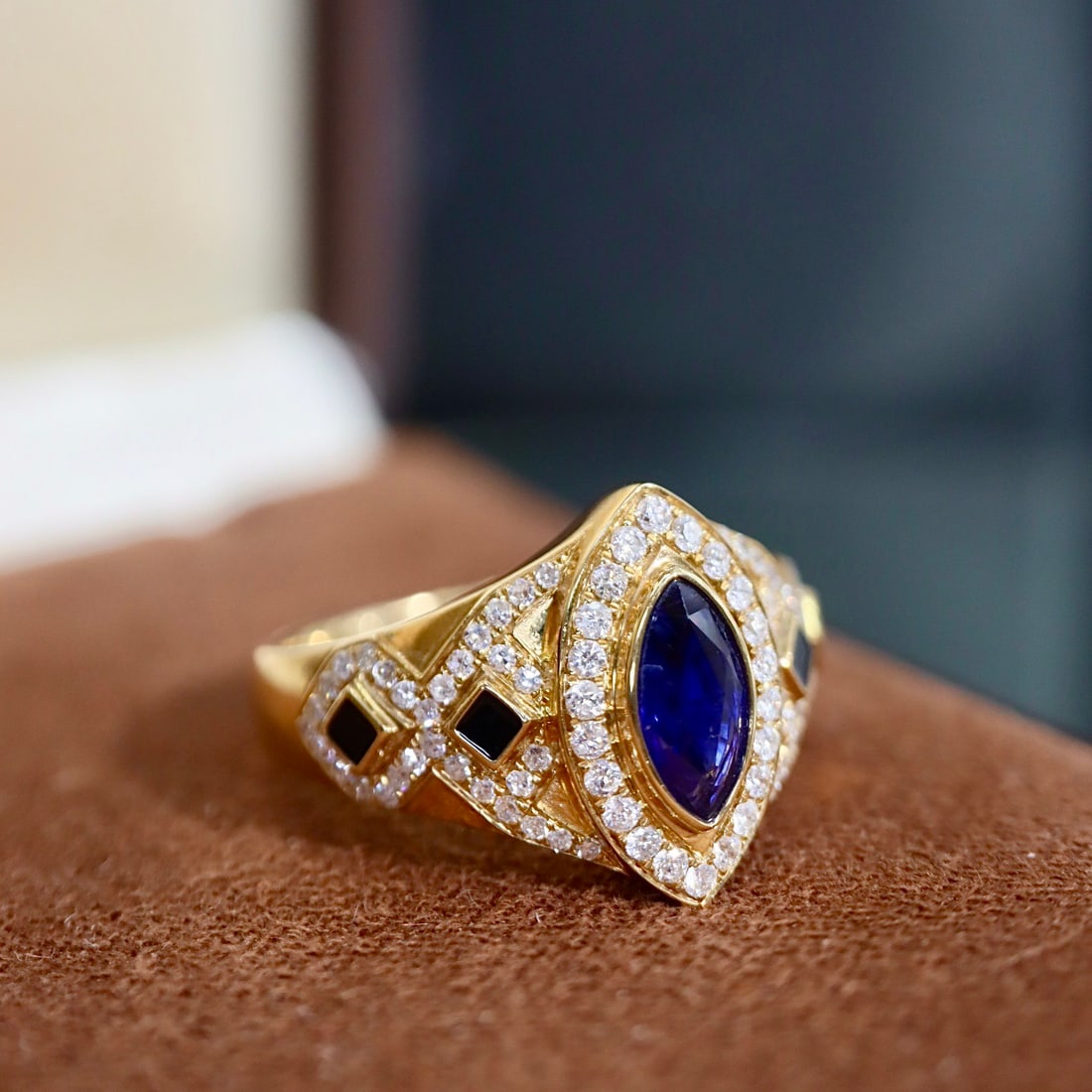 14k Gold 1.37 Ctw Natural Sapphire & Diamond Ring - 2