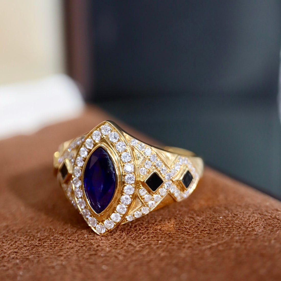 14k Gold 1.37 Ctw Natural Sapphire & Diamond Ring - 3