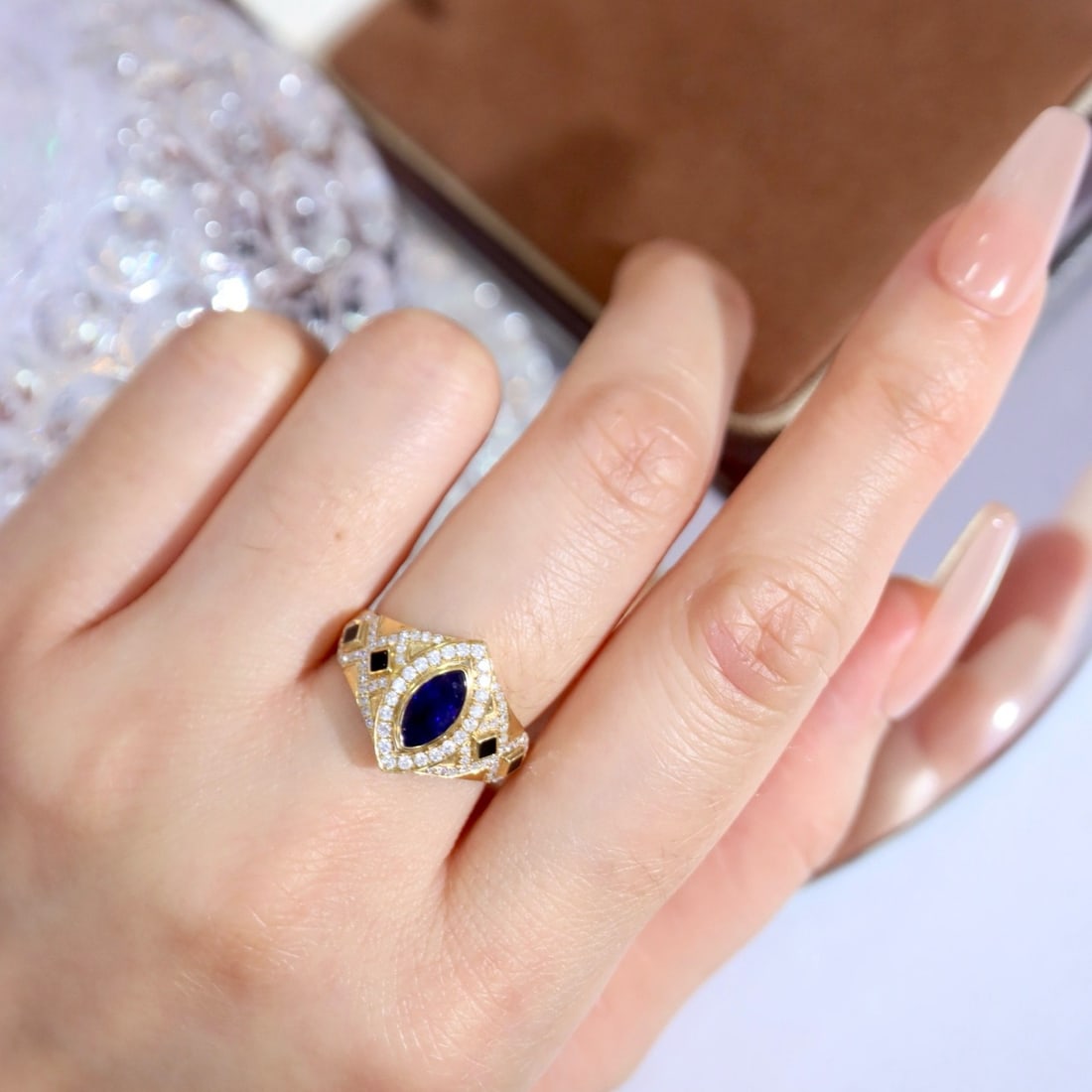 14k Gold 1.37 Ctw Natural Sapphire & Diamond Ring - 4