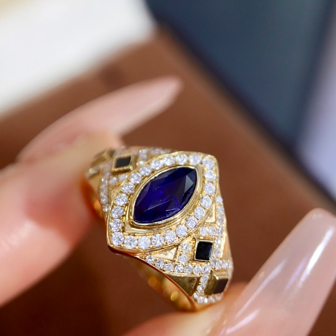 14k Gold 1.37 Ctw Natural Sapphire & Diamond Ring - 6