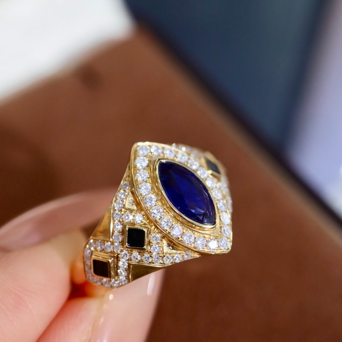 14k Gold 1.37 Ctw Natural Sapphire & Diamond Ring - 7