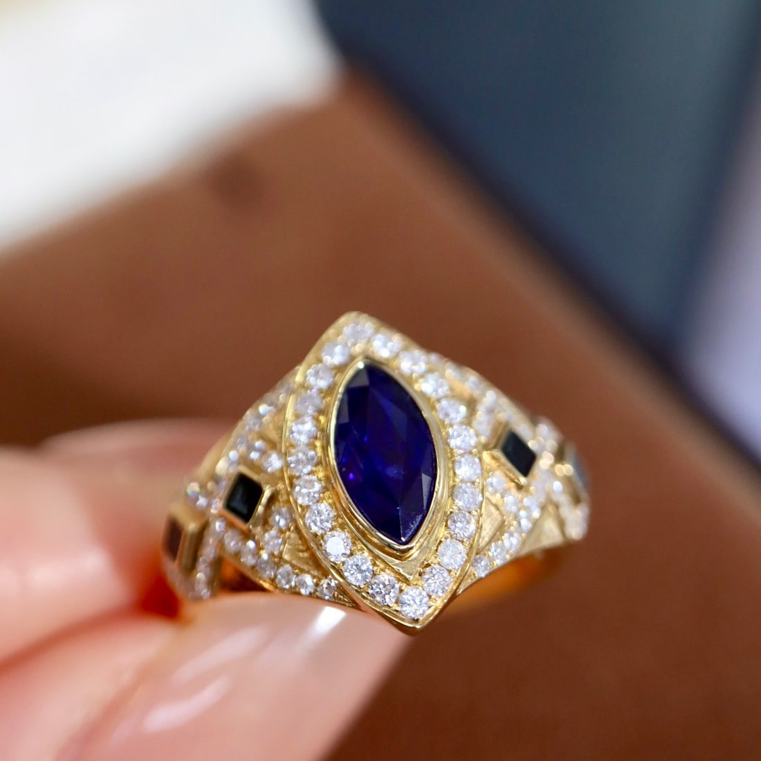 14k Gold 1.37 Ctw Natural Sapphire & Diamond Ring - 8