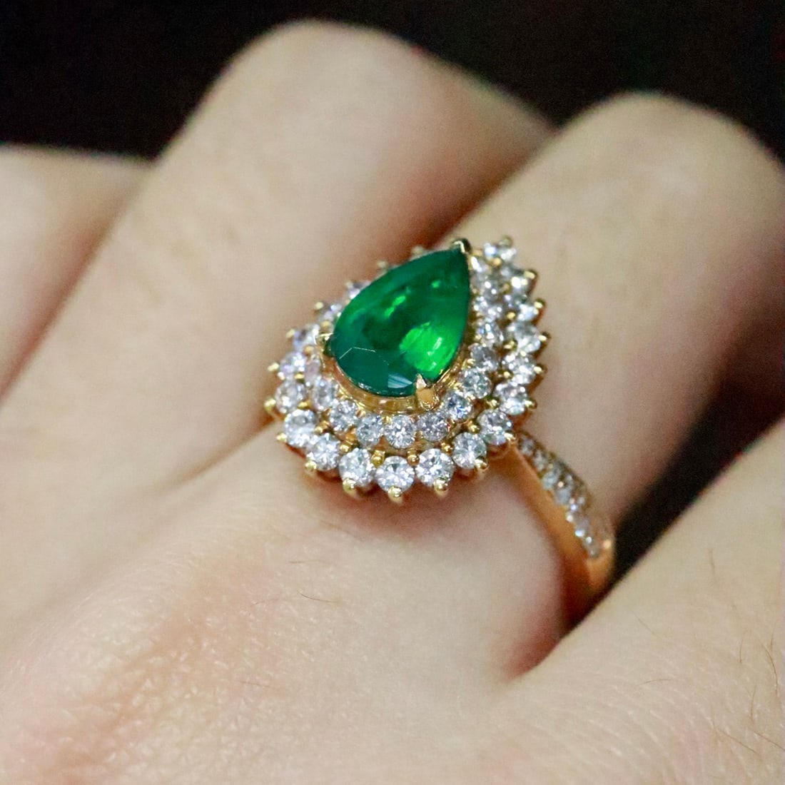 14k Gold 2.37 Ctw Vivid Green Natural Emerald & Diamond Ring - 5