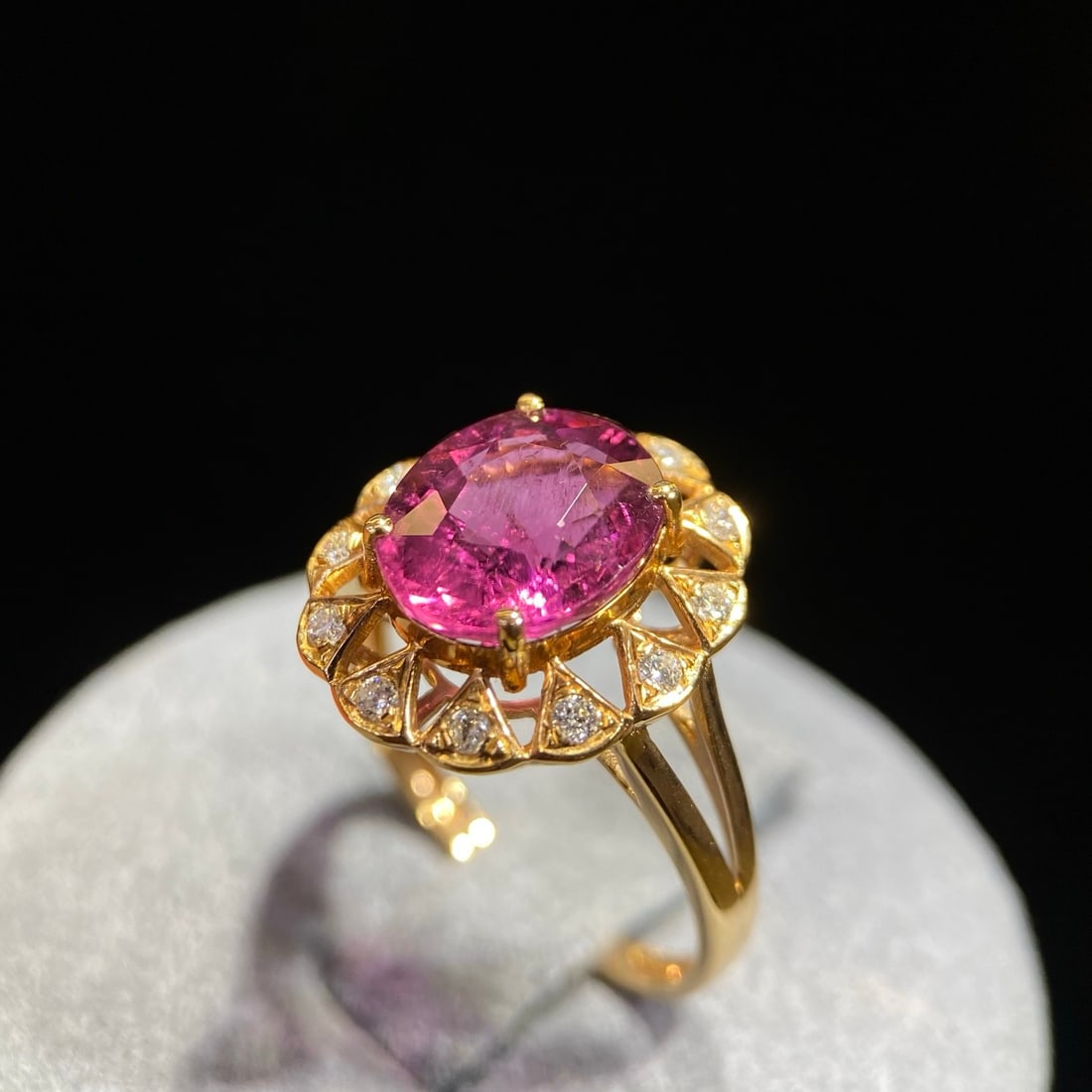 14k Gold 3.30 Ct Natural Tourmaline & Diamond Ring - 2