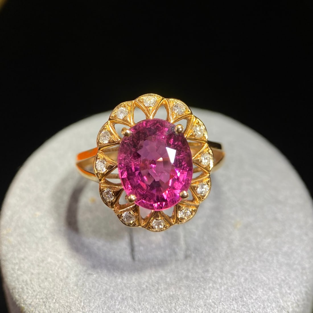 14k Gold 3.30 Ct Natural Tourmaline & Diamond Ring - 3