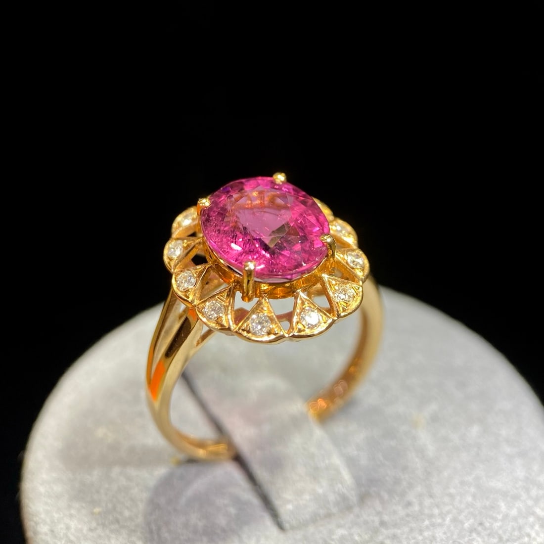 14k Gold 3.30 Ct Natural Tourmaline & Diamond Ring - 4