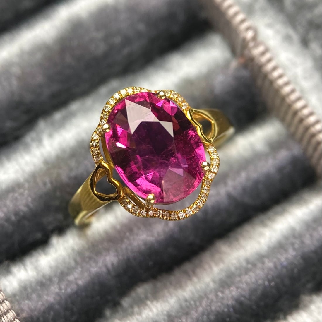 14k Gold 3.10 Ct Natural Tourmaline & Diamond Ring - 4