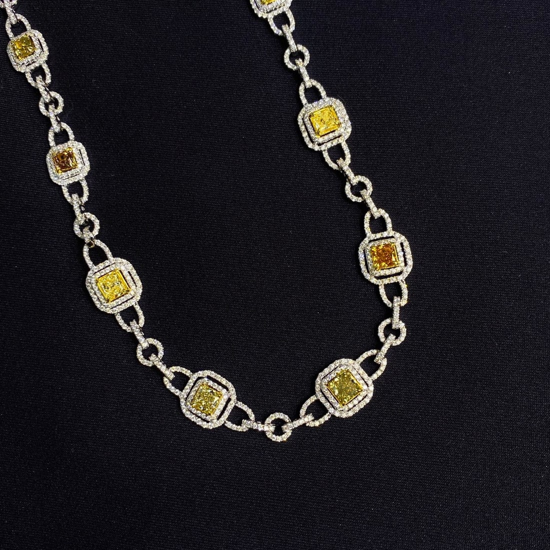14k Gold 17.36 Ctw Natural Yellow Diamond & Diamond Necklace - 5