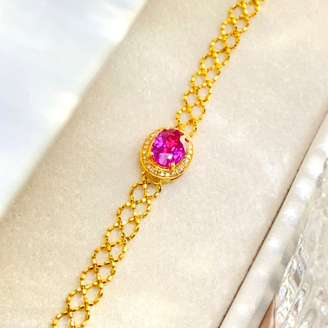 14k Gold 1.10 Ct Natural Ruby & Diamond Bracelet - 2