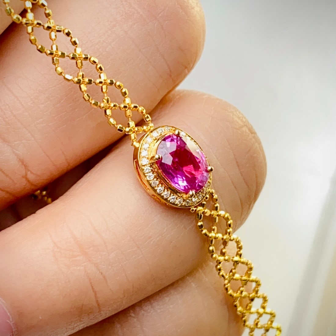 14k Gold 1.10 Ct Natural Ruby & Diamond Bracelet - 3