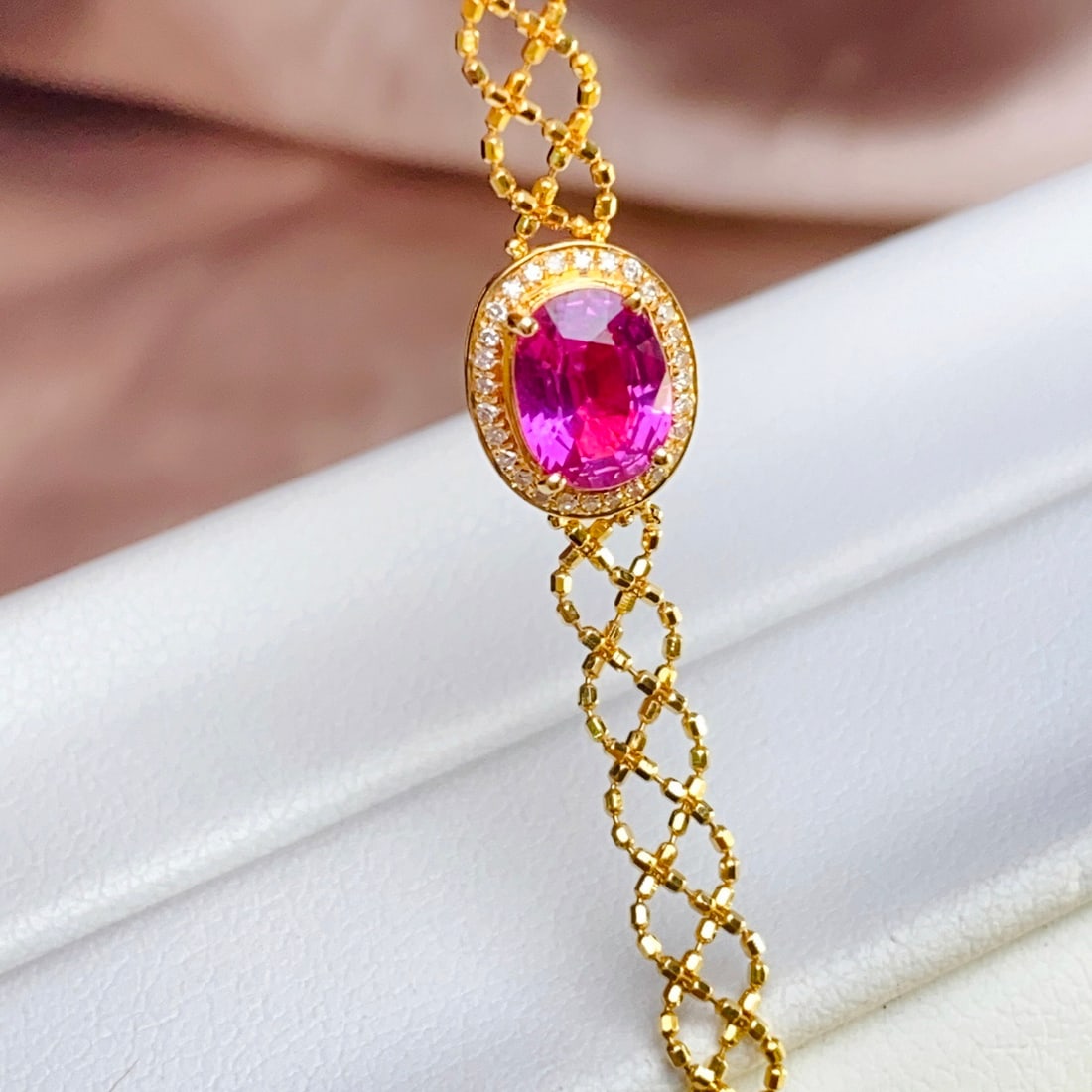 14k Gold 1.10 Ct Natural Ruby & Diamond Bracelet - 4
