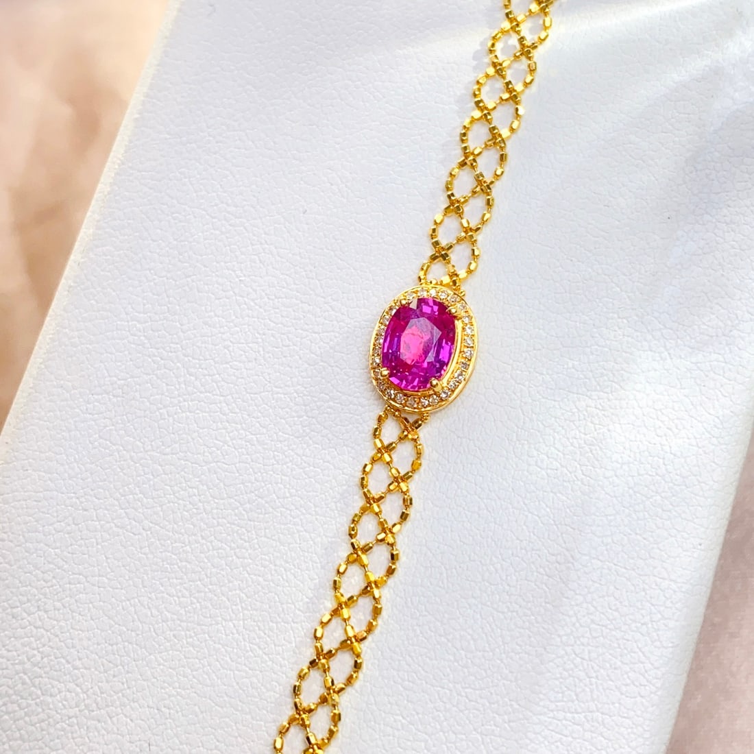 14k Gold 1.10 Ct Natural Ruby & Diamond Bracelet - 6