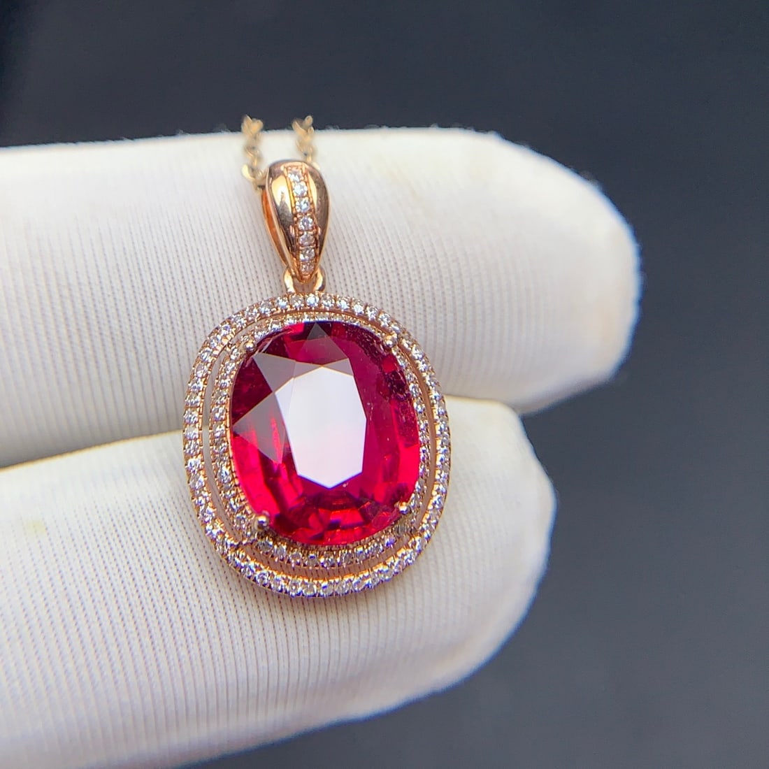 14k Gold 3.4 Ct Natural Tourmaline & Diamond Pendant( Without Chain ) - 6