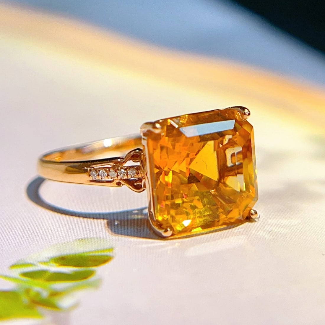 14k Gold 4.78 Ctw Natural Citrine & Diamond Ring - 2
