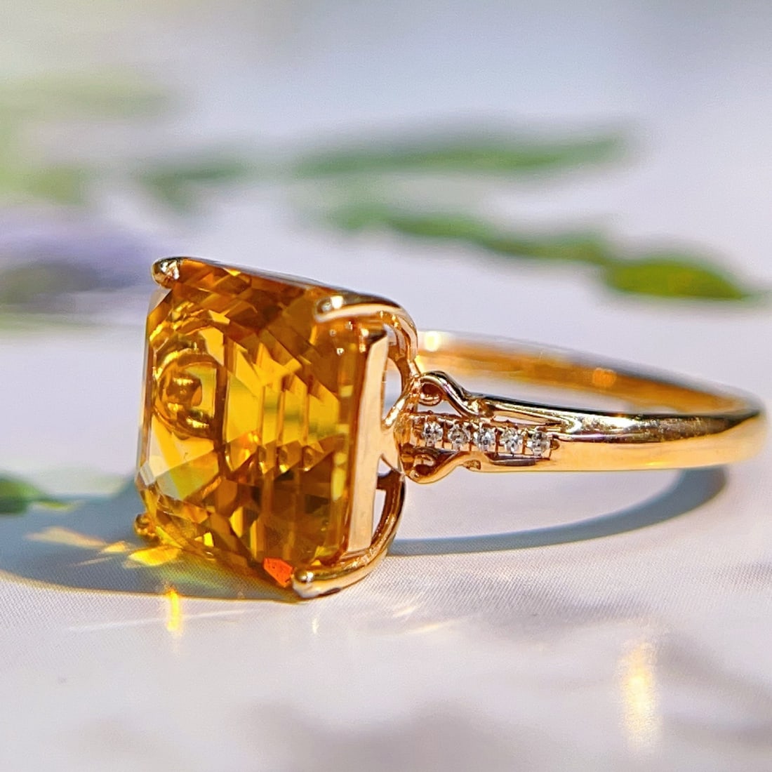 14k Gold 4.78 Ctw Natural Citrine & Diamond Ring - 3