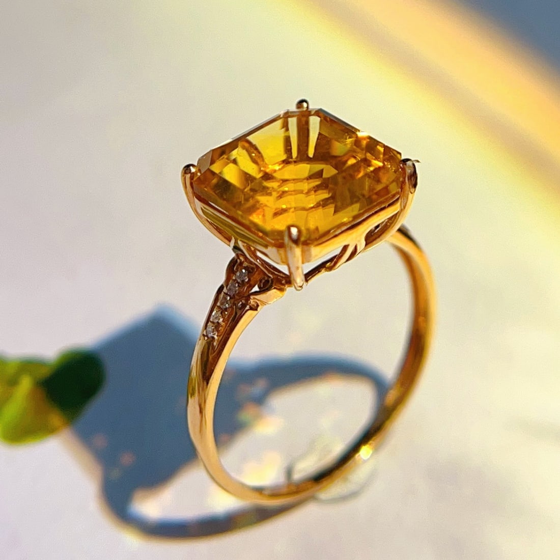 14k Gold 4.78 Ctw Natural Citrine & Diamond Ring - 4