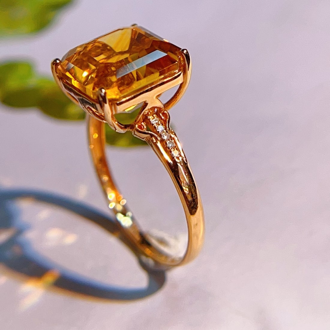 14k Gold 4.78 Ctw Natural Citrine & Diamond Ring - 5