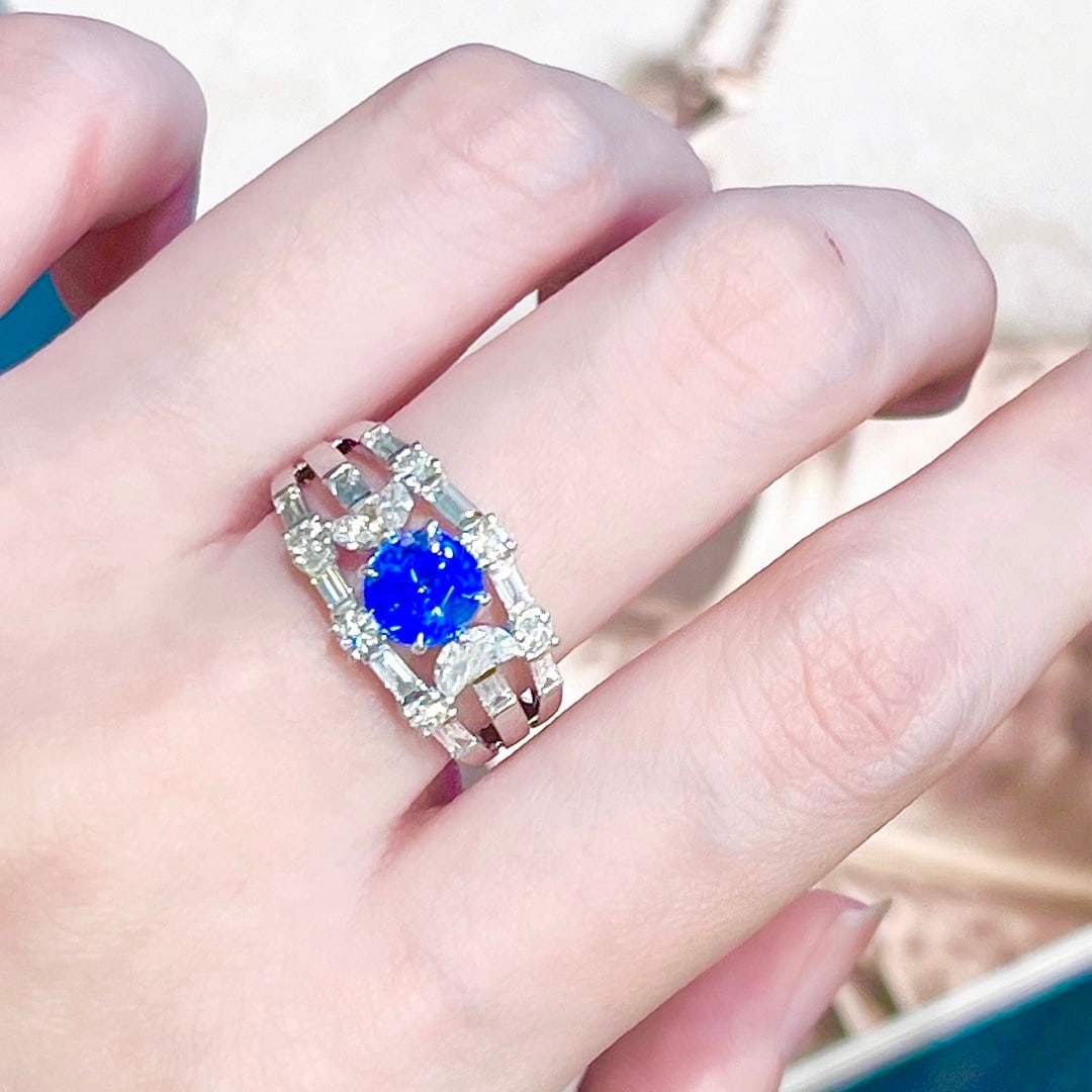 14k Gold 2.83 Ctw Natural Sapphire & Diamond Ring - 6