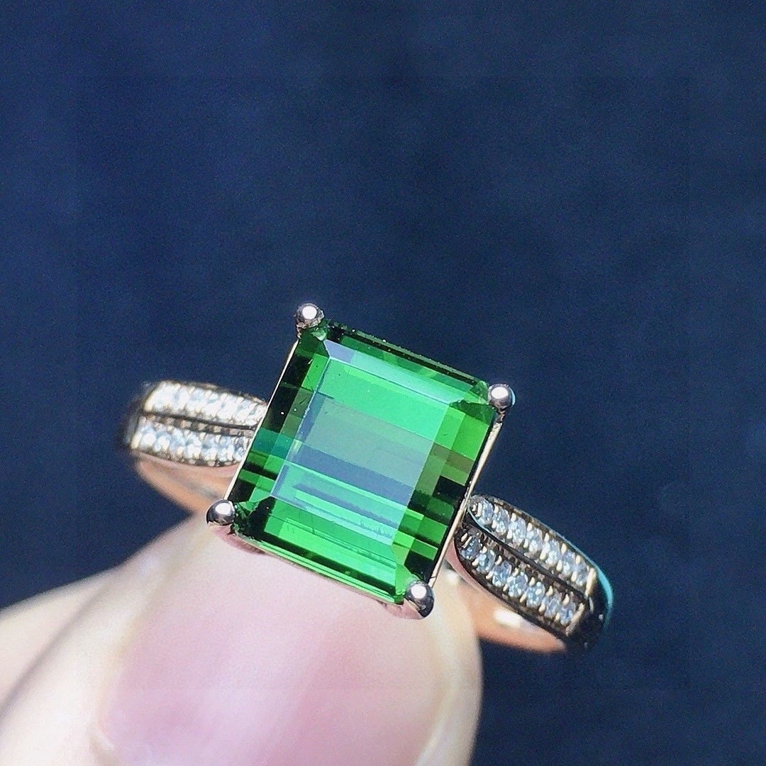 14k Gold 2.9 Ct Natural Tourmaline & Diamond Ring - 3