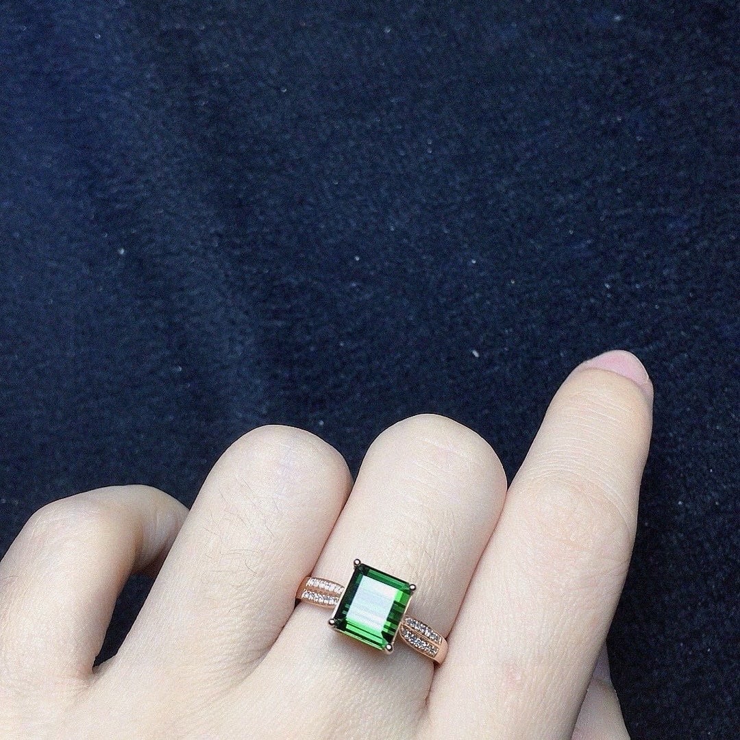 14k Gold 2.9 Ct Natural Tourmaline & Diamond Ring - 4